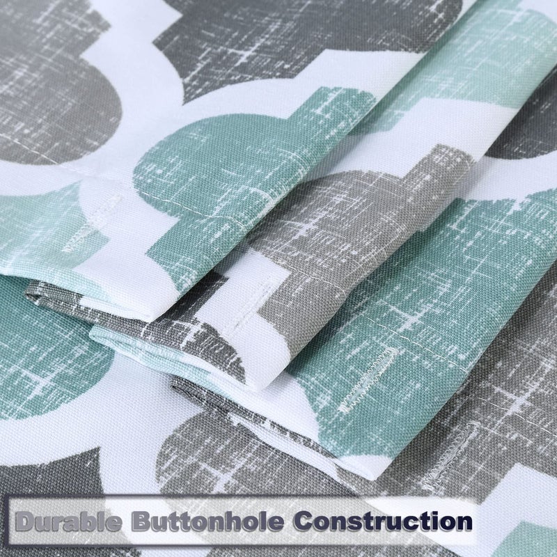 CAROMIO Fabric Shower Curtain 84 Inch Long, Geometric Quatrefoil Pattern Poly-Cotton Farmhouse Shower Curtain Extra Long, Aqua/Mint/Grey, 72x84 Inches - Image 4